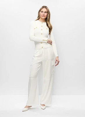 Pull à boutons décoratifs et pantalon cargo