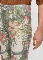 Jean jambe étroite à motif floral