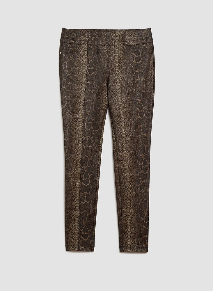 Kayla Pull-On Snakeskin Print Pants