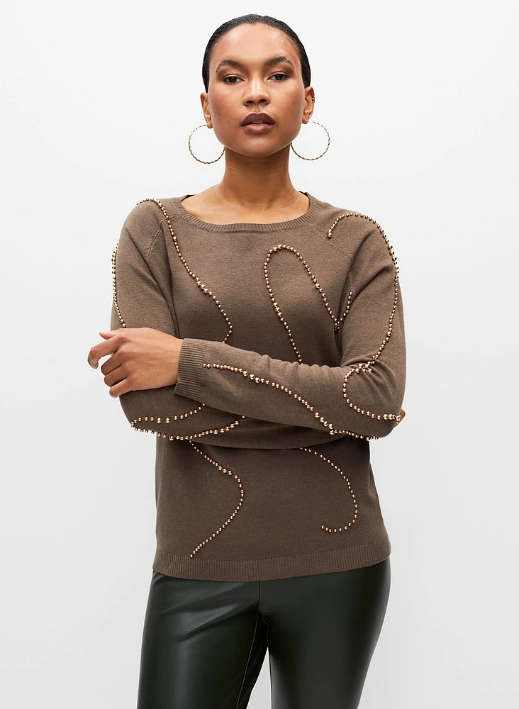 Bead Detail Long Sleeve Sweater