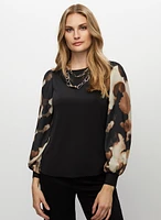 Camouflage Print Sleeve Top