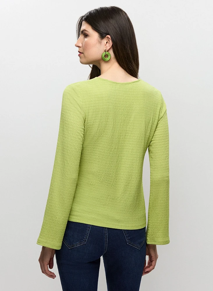 V-Neck Zip Detail Top