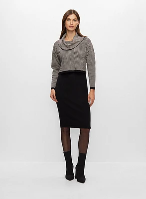 Chevron Print Cowl Neck Dress