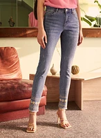 Embroidered Slim Leg Jeans