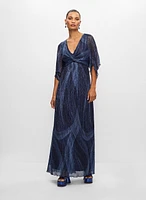 Robe métallique à manches 3/4 papillon