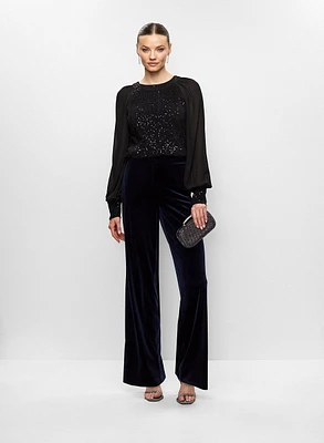 Haut pailleté et pantalon en velours