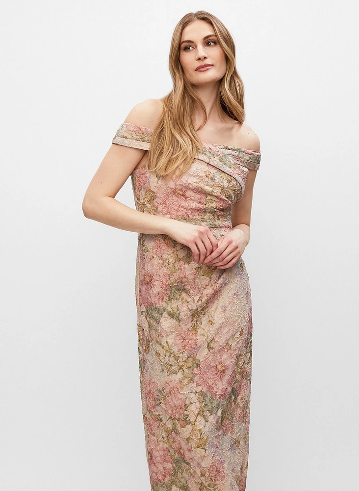 Adrianna Papell - Floral Off-The-Shoulder Gown