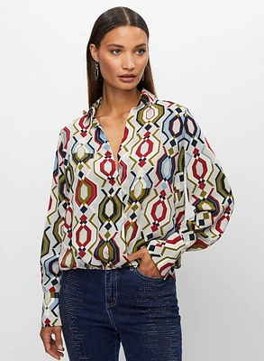 Geometric Print Blouse