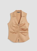 Sleeveless Shirt Collar Top