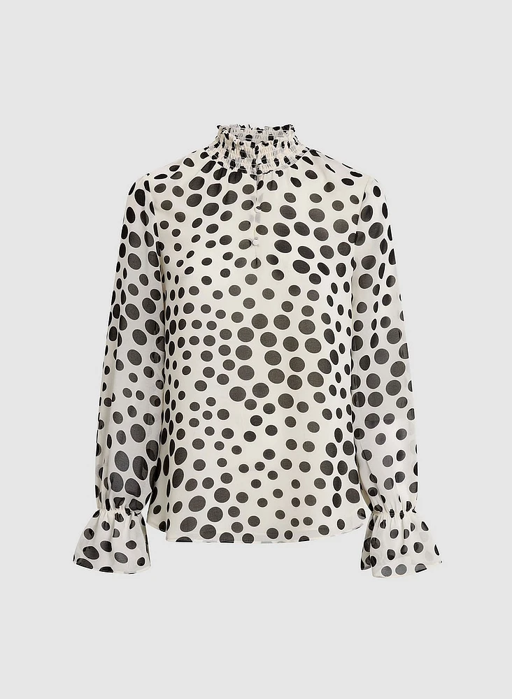Blouse à pois en chiffon