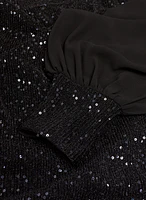 Sequin Embellished Chiffon Sleeve Top