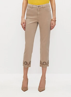 Cutout Detail Denim Capris