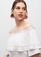 Robe en lin mélangé à épaules dénudées