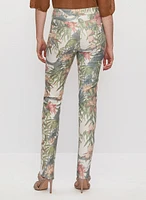 Jean jambe étroite à motif floral