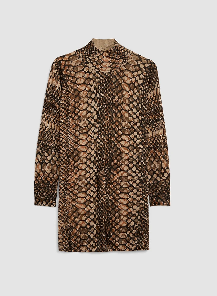 Snakeskin Print Tunic Sweater