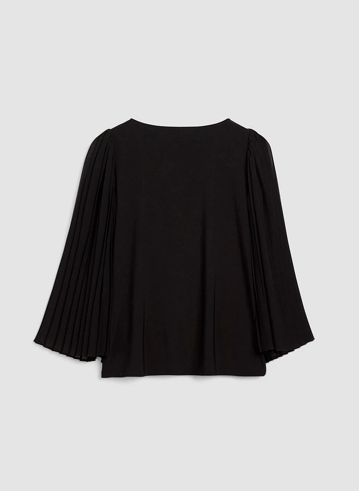 Pleated Chiffon Sleeve Top