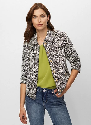 Bouclé Shirt Collar Jacket