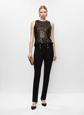Pantalon droit et haut à sequins