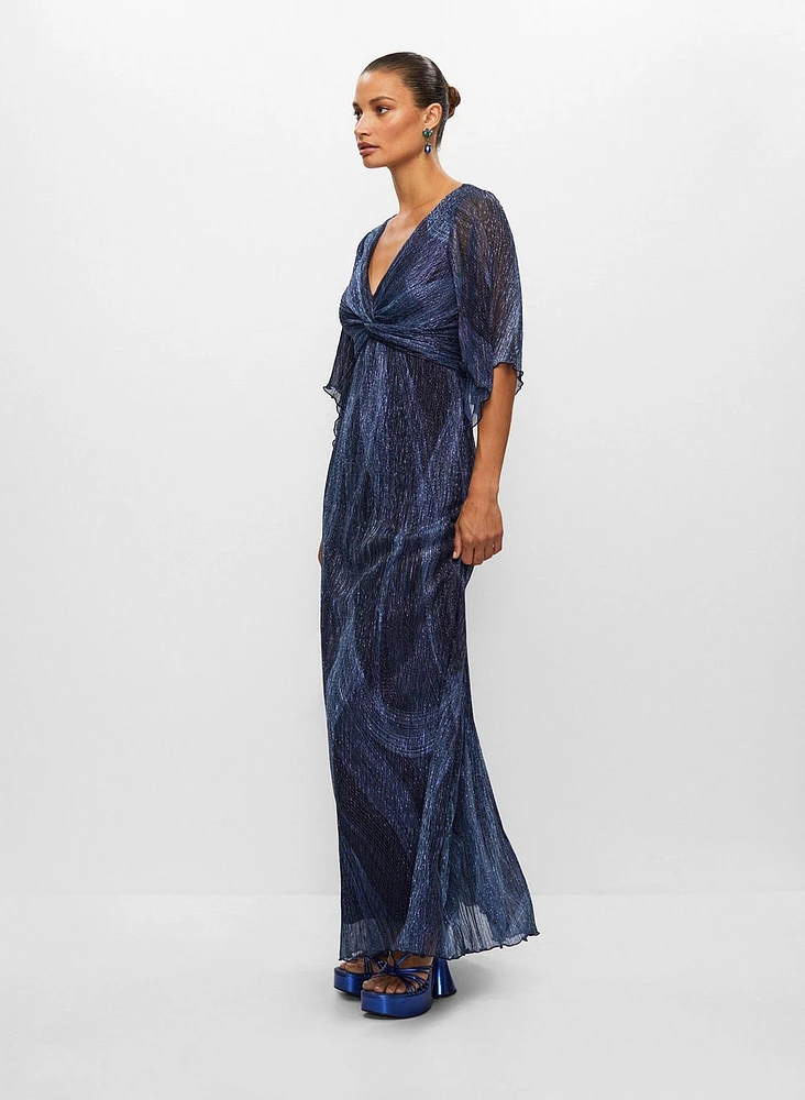 Robe métallique à manches 3/4 papillon