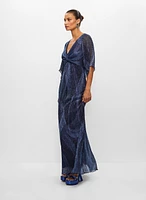 Robe métallique à manches 3/4 papillon