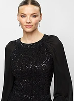 Sequin Embellished Chiffon Sleeve Top
