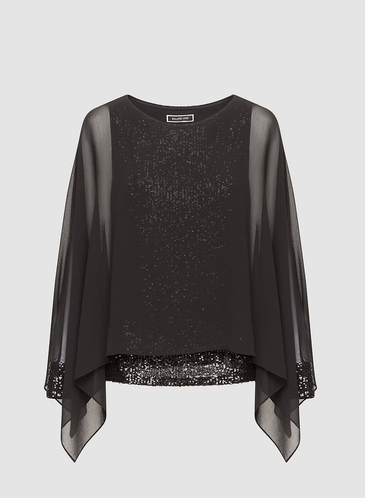 Haut à manches évasées et camisole en sequins