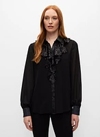 Chemisier avec col à jabot en sequins