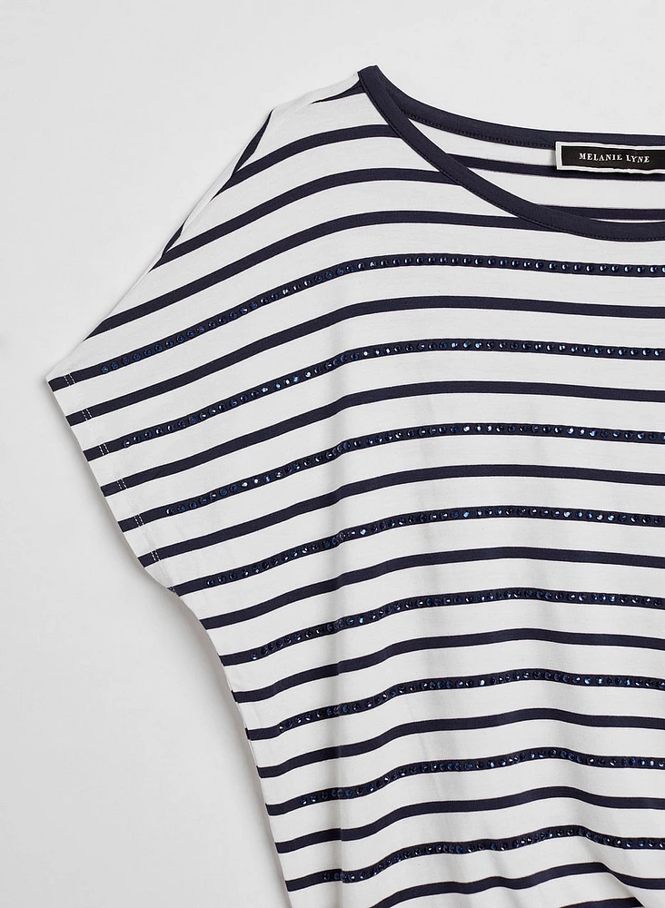 T-shirt rayé avec lien à nouer