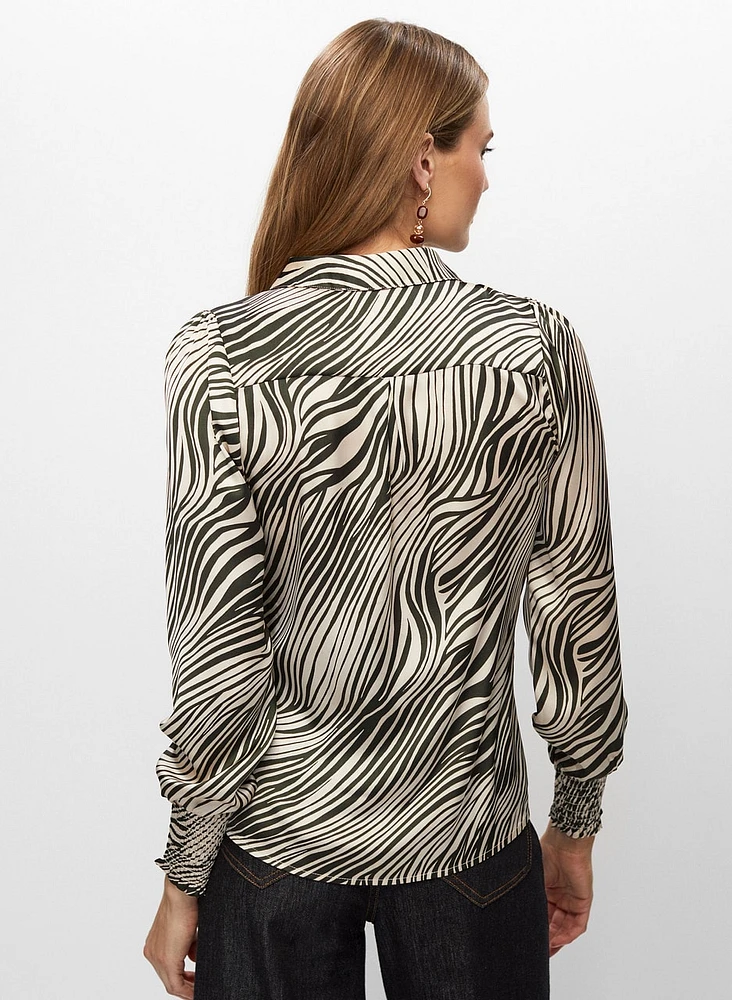 Zebra Print Long Sleeve Blouse
