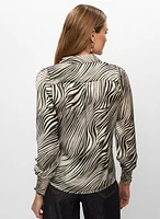 Zebra Print Long Sleeve Blouse
