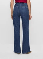 Button Detail Wide Leg Jeans