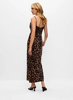 Leopard Print Stretch Velvet Dress