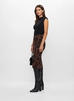 Pull-On Leopard Motif Skirt