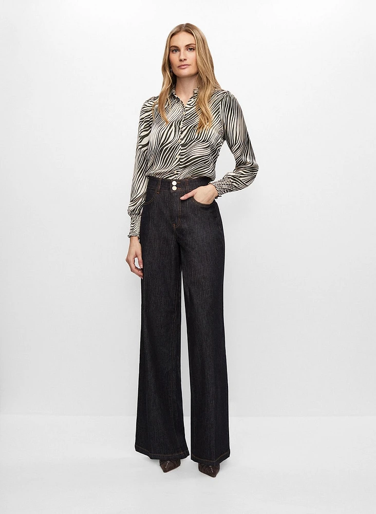Zebra Print Long Sleeve Blouse