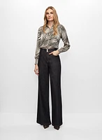 Zebra Print Long Sleeve Blouse