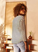 Brooch Appliqué Stripe Print Tee