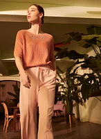 Pleated Pull-On Gaucho Pants