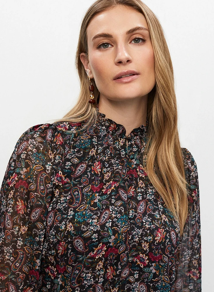 Paisley Print Long Sleeve Blouse