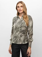 Zebra Print Long Sleeve Blouse