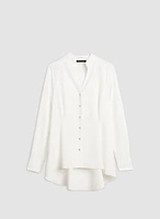 Asymmetric Crystal Button-Up Shirt