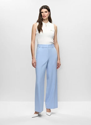 Sleeveless Shirt Collar Top & Wide Leg Pants