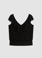 Ruffle Trim Sleeveless Top