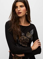 Robe ajustée à motif floral et clous