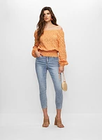 Eyelet Detail Long Sleeve Blouse