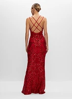 Sequin Strap Detail Gown