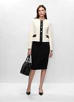 Cropped Colour Block Jacket & Pencil Skirt