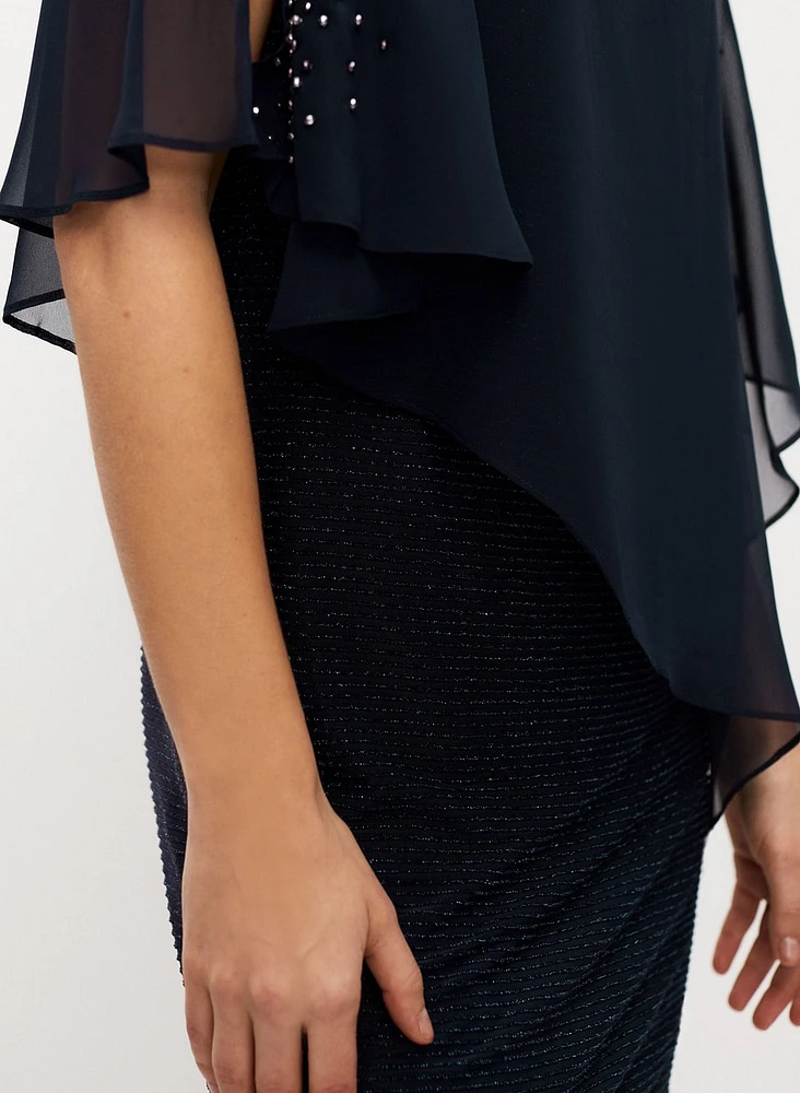 BA Nites - Robe poncho à manches fendues et pierres