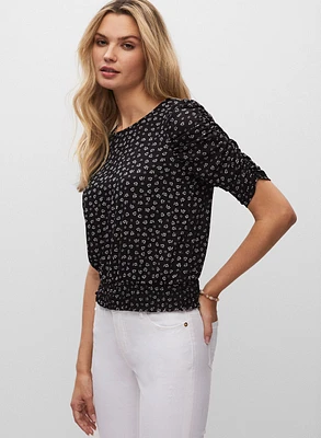 Ruched Floral Print Blouse