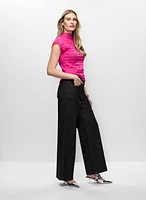 Funnel Neck Cap Sleeve Top