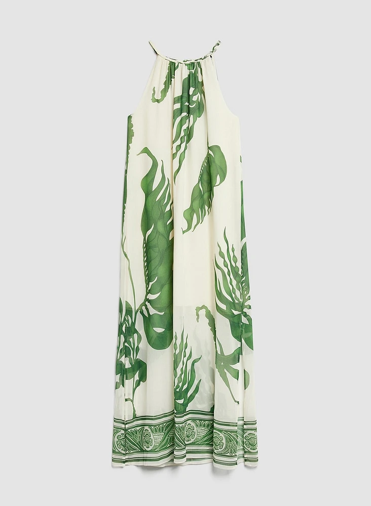 Leaf Print Maxi Dress